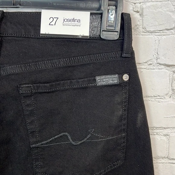 7 For All Mankind Black Josefina Skinny Boyfriend Jeans Size 27 - Picture 9 of 15
